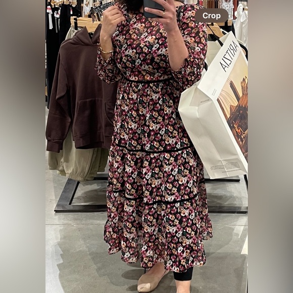 Zara midi floral long sleeves dress size XL fits L - Picture 3 of 10